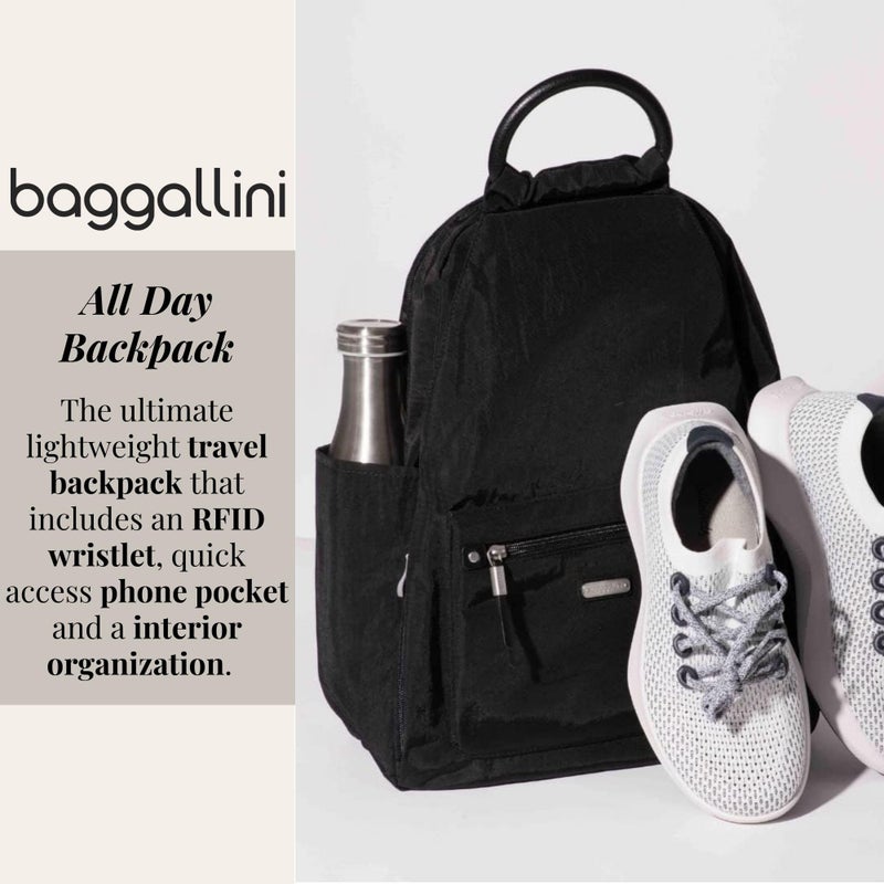 Baggallini حقيبة باجاليني النسائية الكلاسيكية الجديدة مع حافظة هاتف RFID، حقيبة ظهر طوال اليوم، سوداء، مقاس واحد أمريكي - Image 2